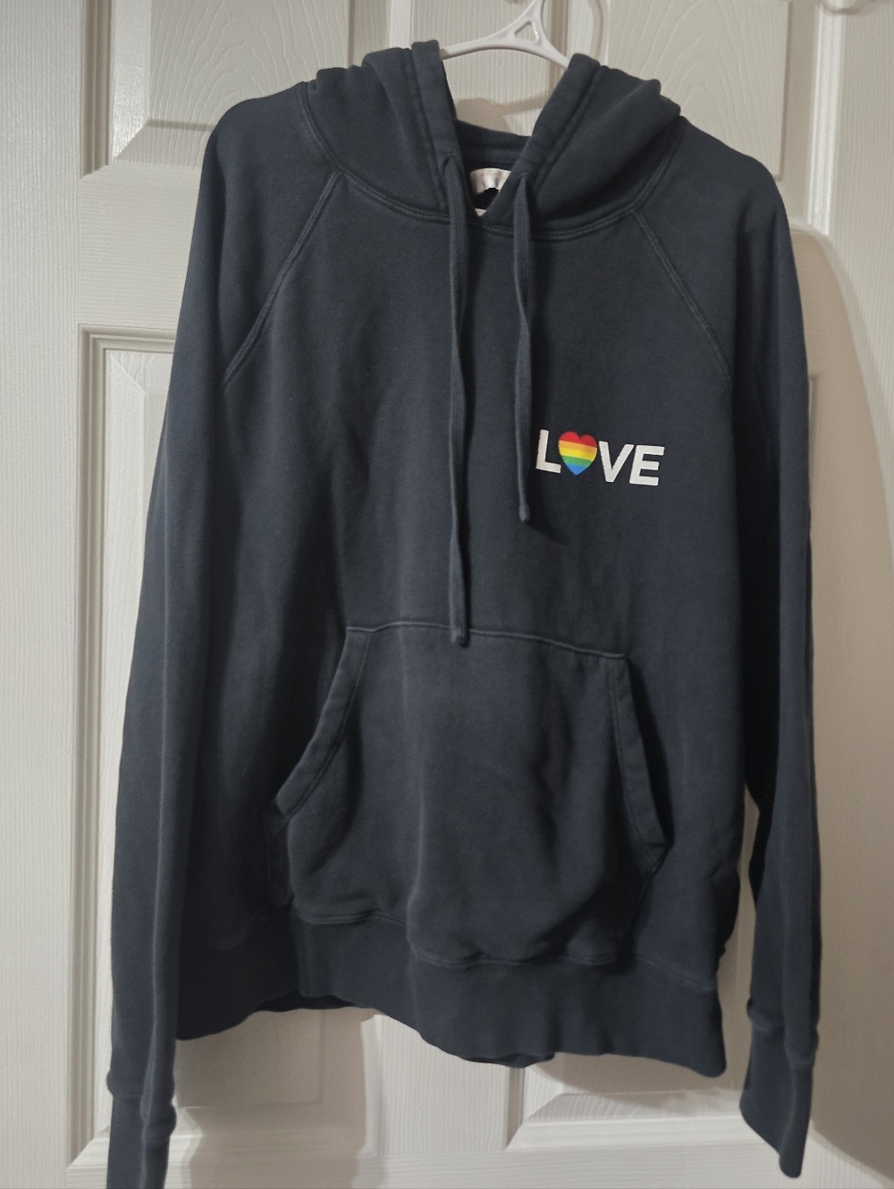 Spiritual Gangster Rainbow Heart LOVE Hoodie, Slouchy Fit, Size Large.